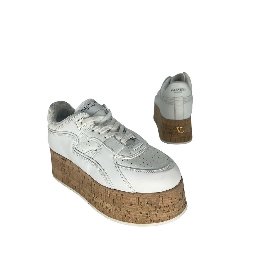 Valentino Garavani Freedots XL Cork Platform Sneakers White‎ 39.5